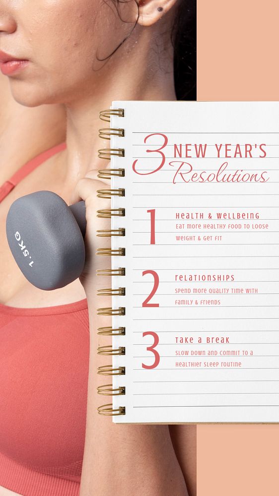 New year's resolutions  Instagram story template, editable text