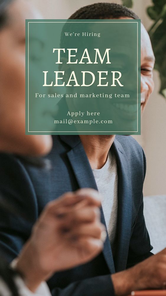 Team leader recruiting  Instagram story template, editable text