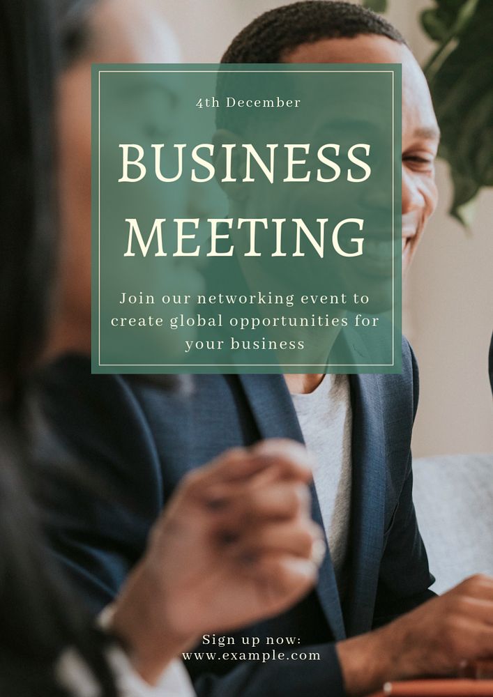 Business meeting  poster template, editable text & design