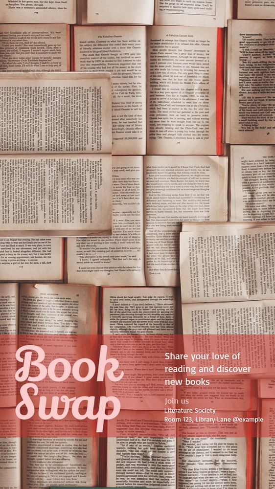 Book swap  Instagram story template, editable text