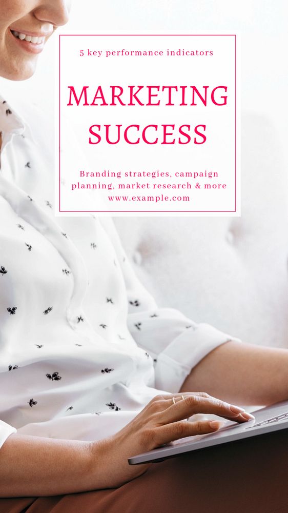 Marketing success  Instagram story template, editable text