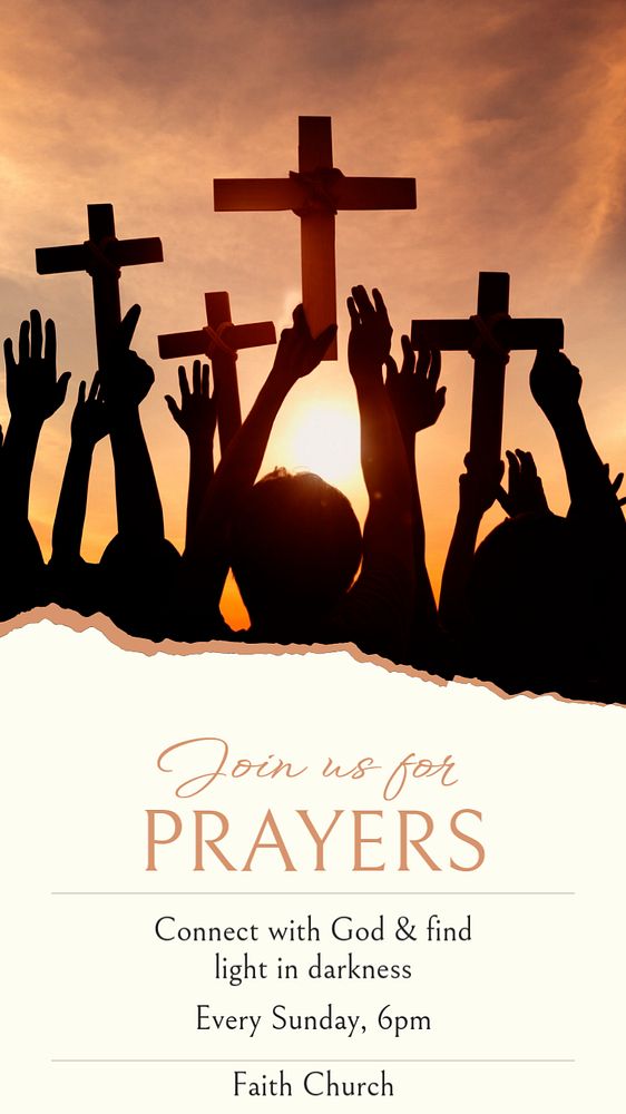 Prayers Instagram story template, editable text