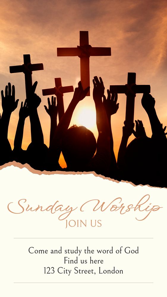 Sunday worship Instagram story template, editable text