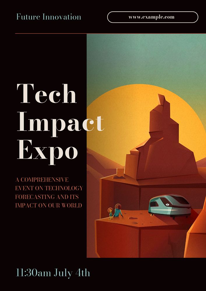 Tech expo  poster template, editable text & design