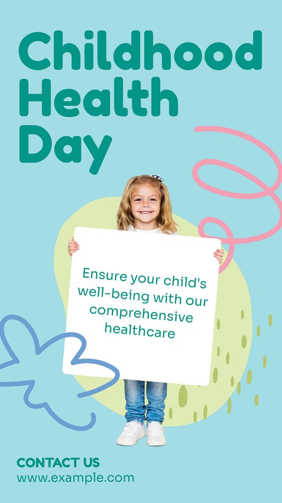 Childhood health day Instagram story template, editable text