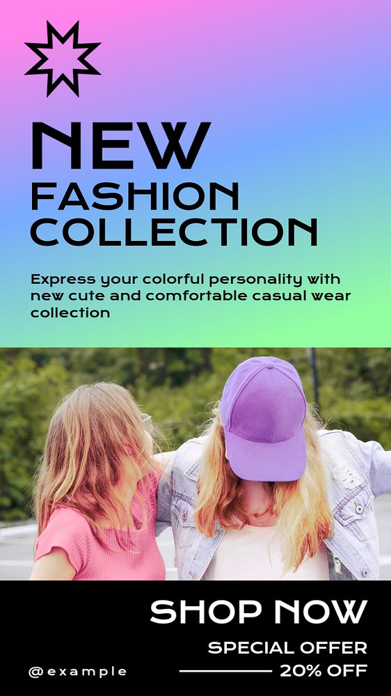 New fashion collection  Instagram story template, editable text