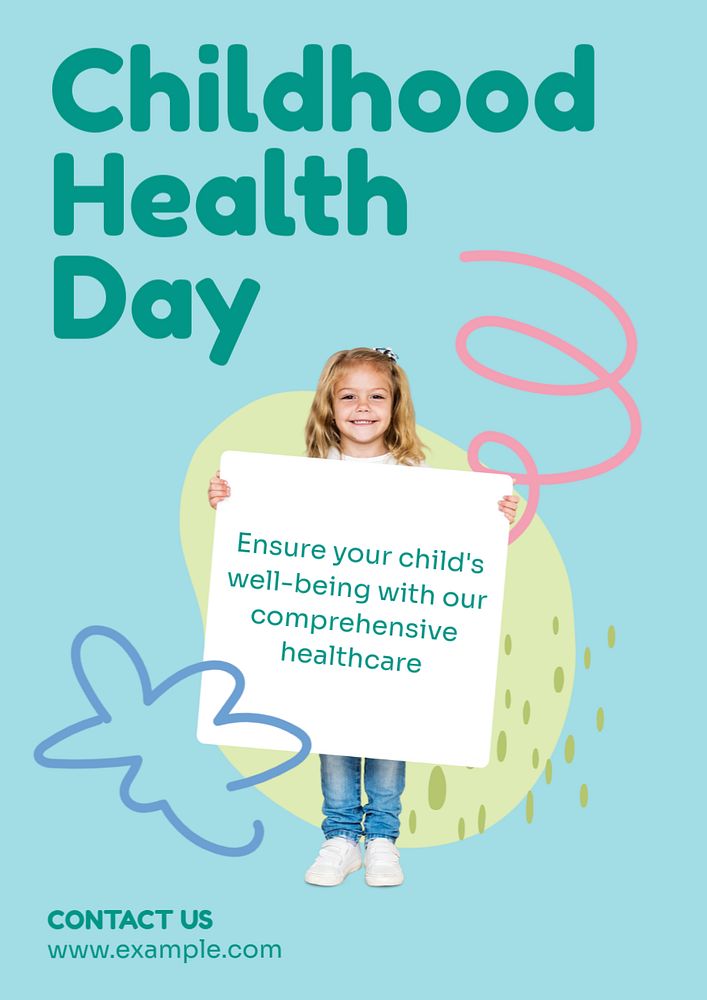 Childhood health day poster template, editable text & design