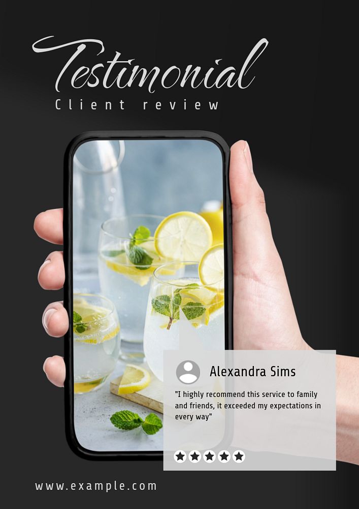 Testimonial  poster template, editable text & design