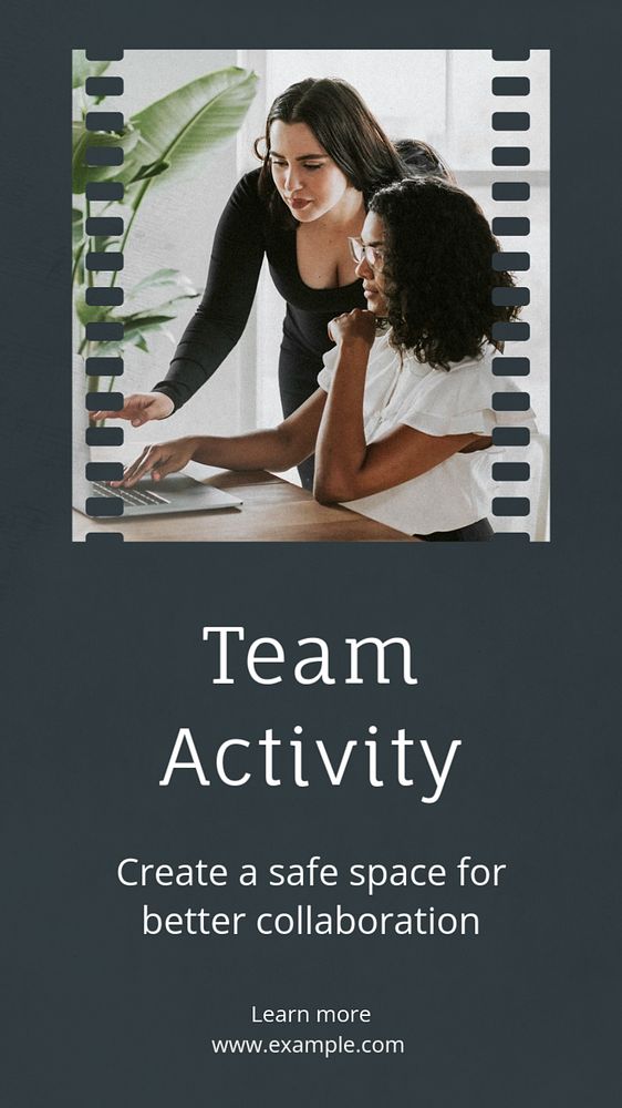 Team activity  Instagram story template, editable text