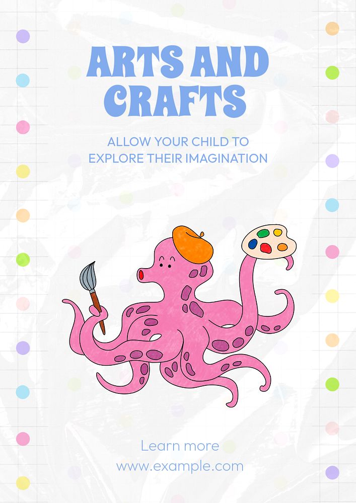 Arts and crafts poster template, editable text & design