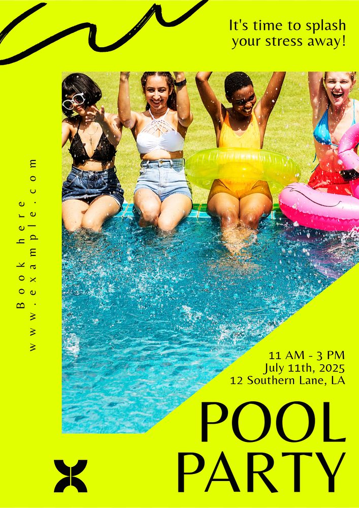 Pool party  poster template, editable text & design