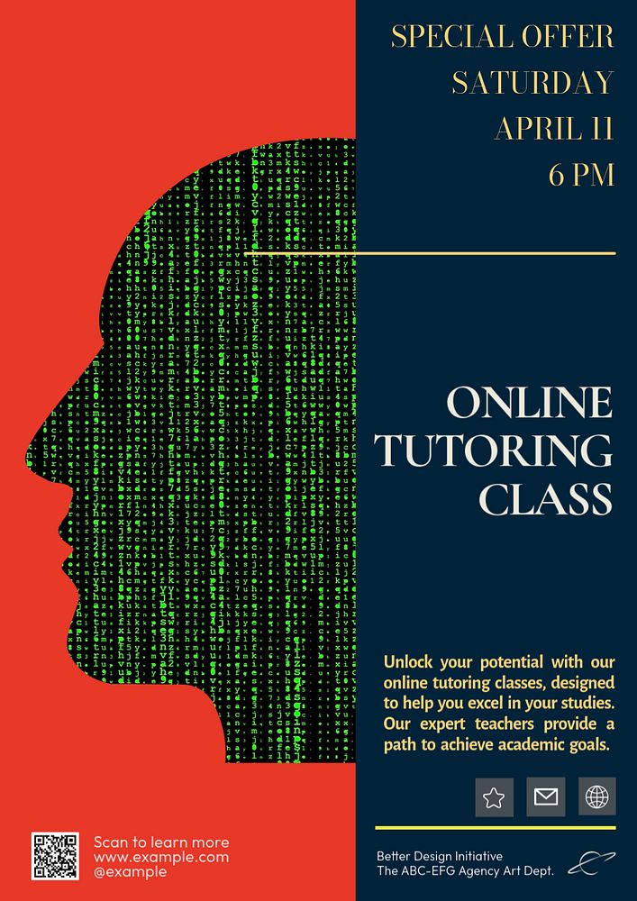 Online class  poster template, editable text & design