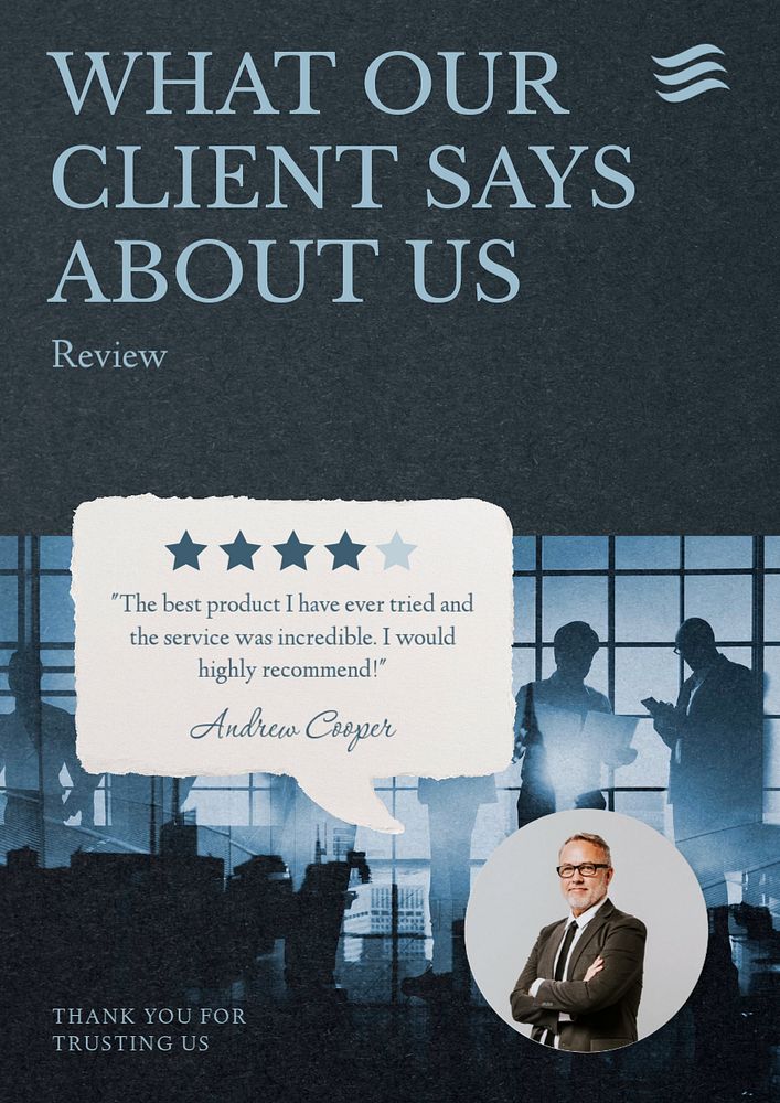 Client review  poster template, editable text & design