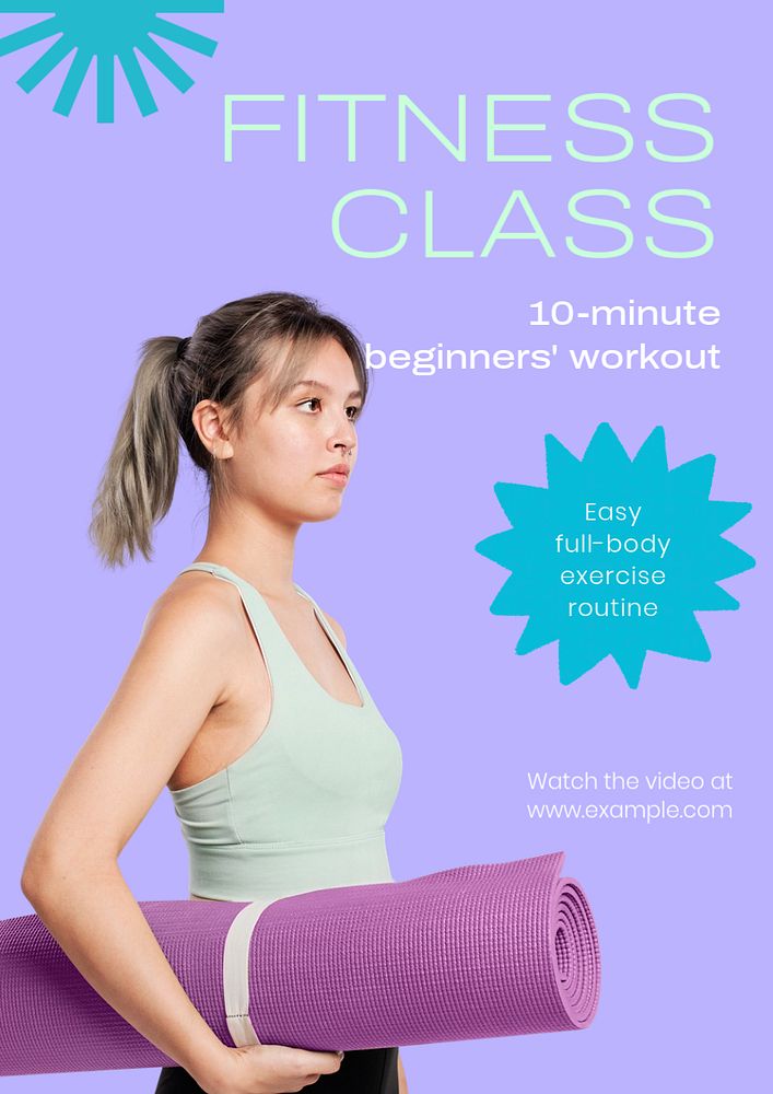 Fitness class poster template, editable text & design