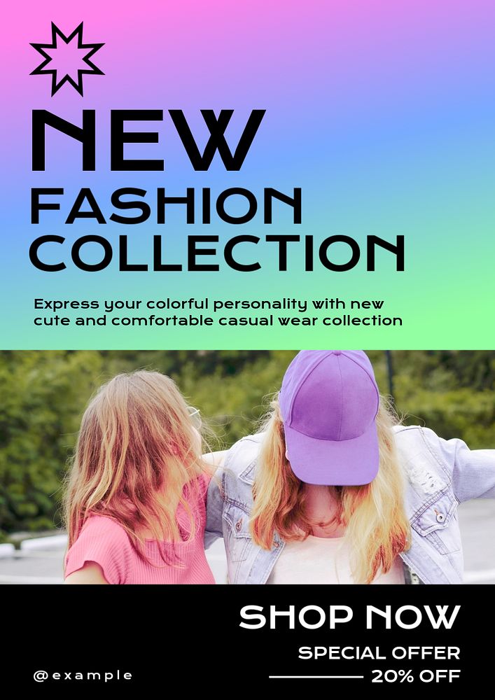 New fashion collection  poster template, editable text & design