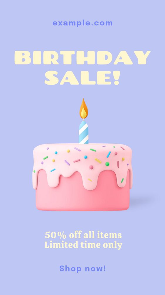 Birthday sale  Instagram story template, editable text