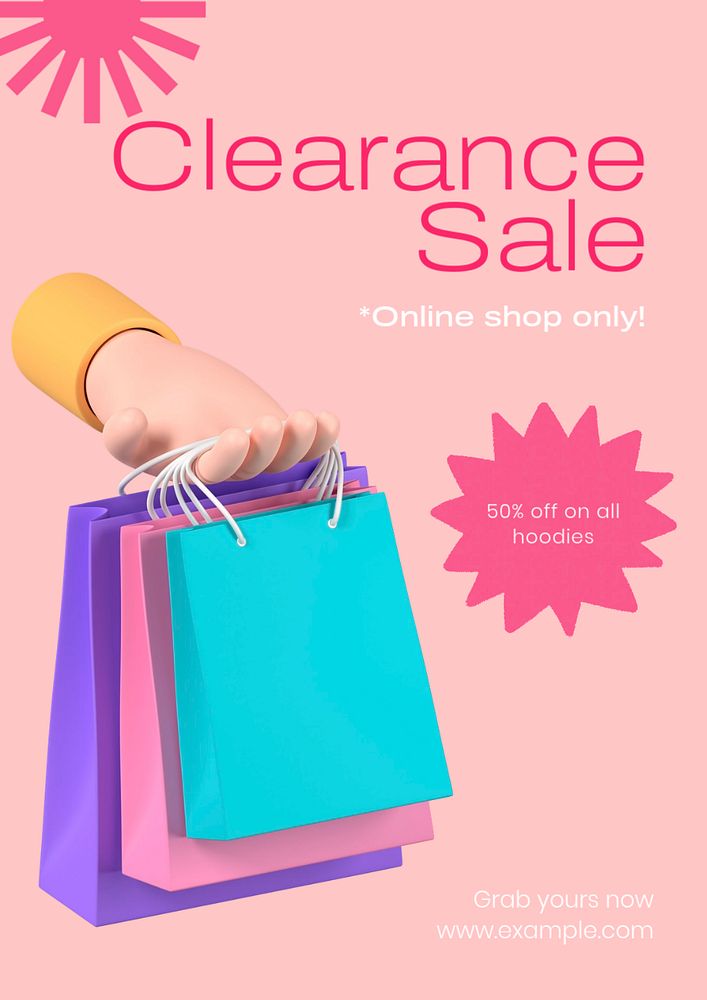 Clearance sale  poster template, editable text & design