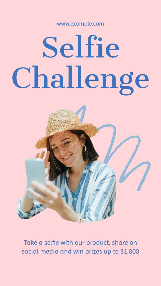 Selfie challenge  Instagram story template, editable text