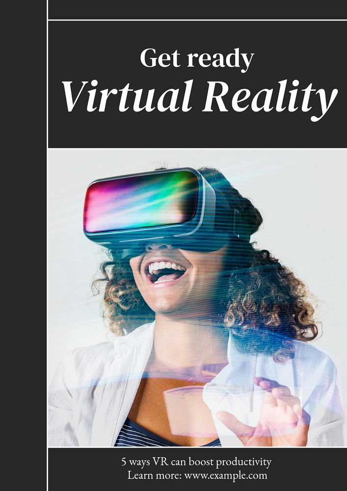 Virtual reality  poster template, editable text & design