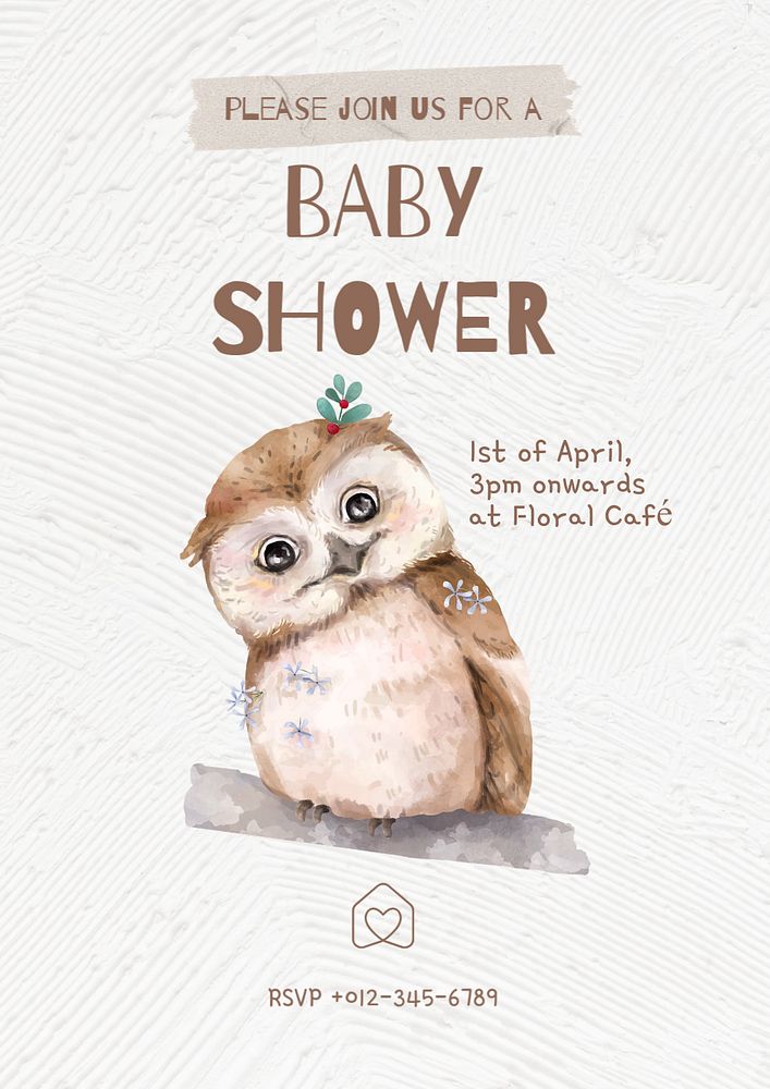 Baby shower poster template, editable text & design