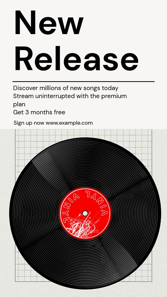 Music release  Instagram story template, editable text
