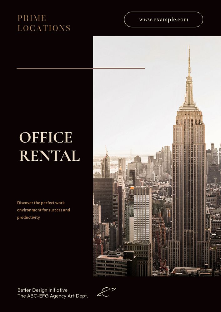 Office rental  poster template, editable text & design