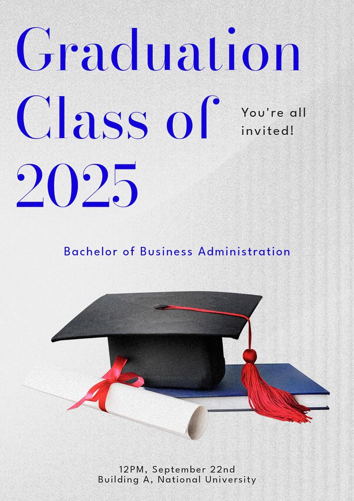 Graduation poster template, editable text & design