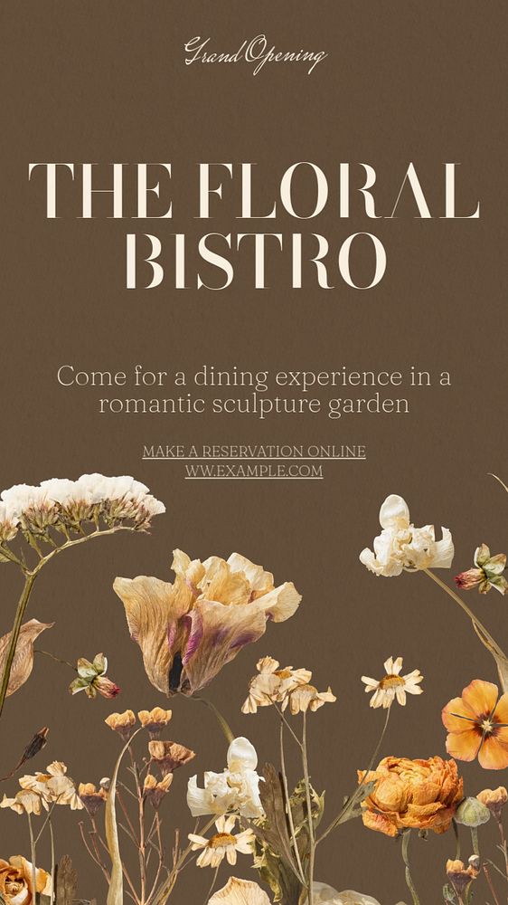 Floral bistro  Instagram story template, editable text