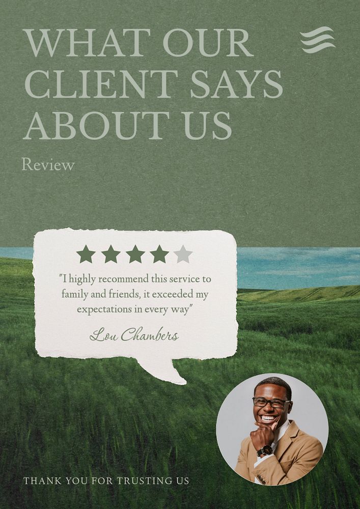 Client review  poster template, editable text & design