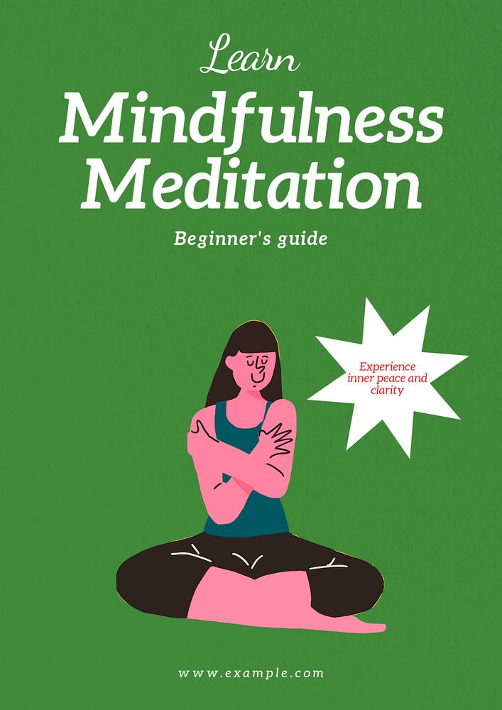 Mindfulness meditation  poster template, editable text & design