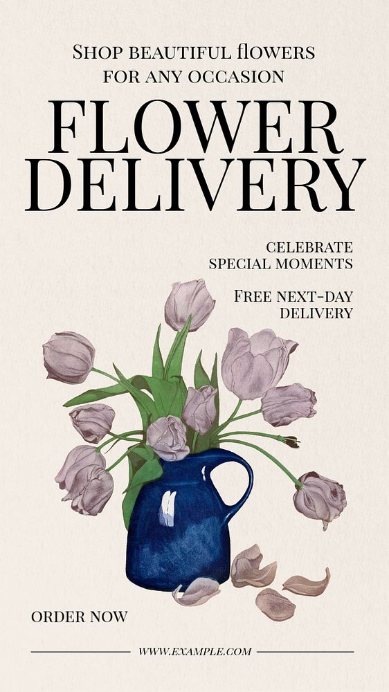 Flower delivery  Instagram story template, editable text