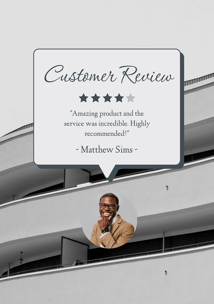 Customer review  poster template, editable text & design