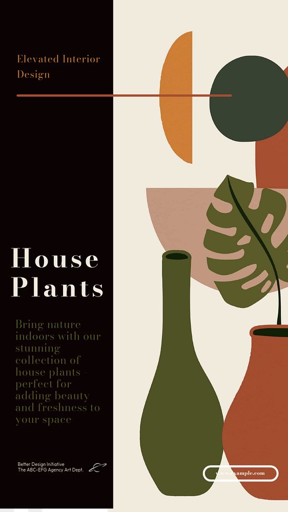 House plants  Instagram story template, editable text