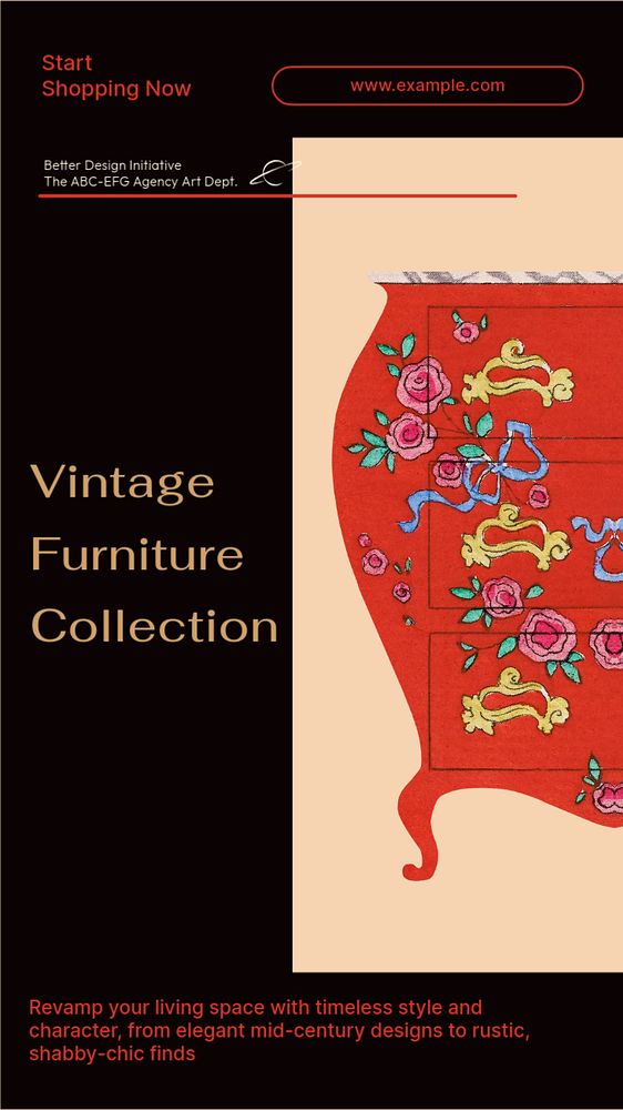 Vintage furniture collection  Instagram story template, editable text