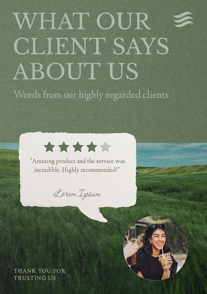 Customer testimonial  poster template, editable text & design