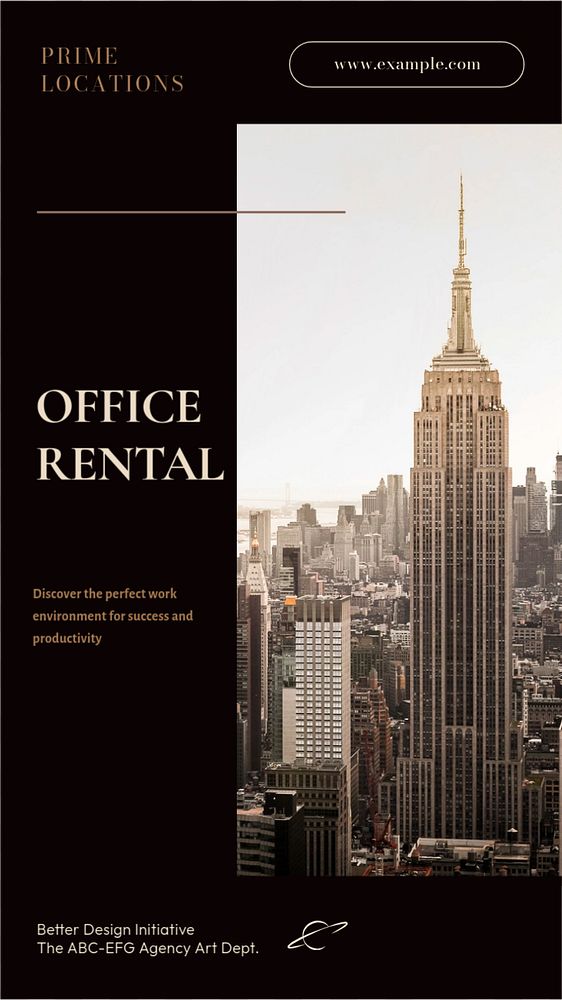 Office rental  Instagram story template, editable text