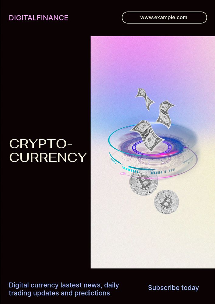 Crypto currency  poster template, editable text & design