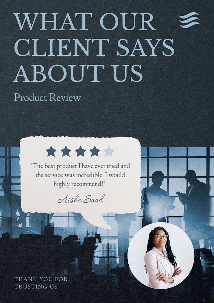 Client review  poster template, editable text & design