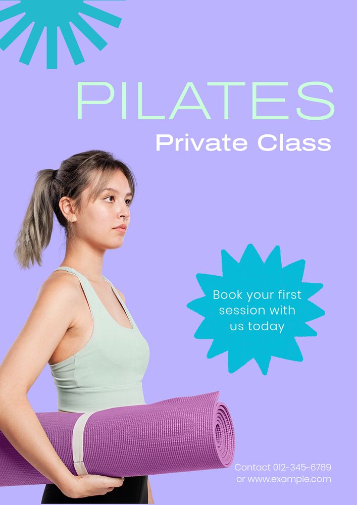 Pilates private class poster template, editable text & design