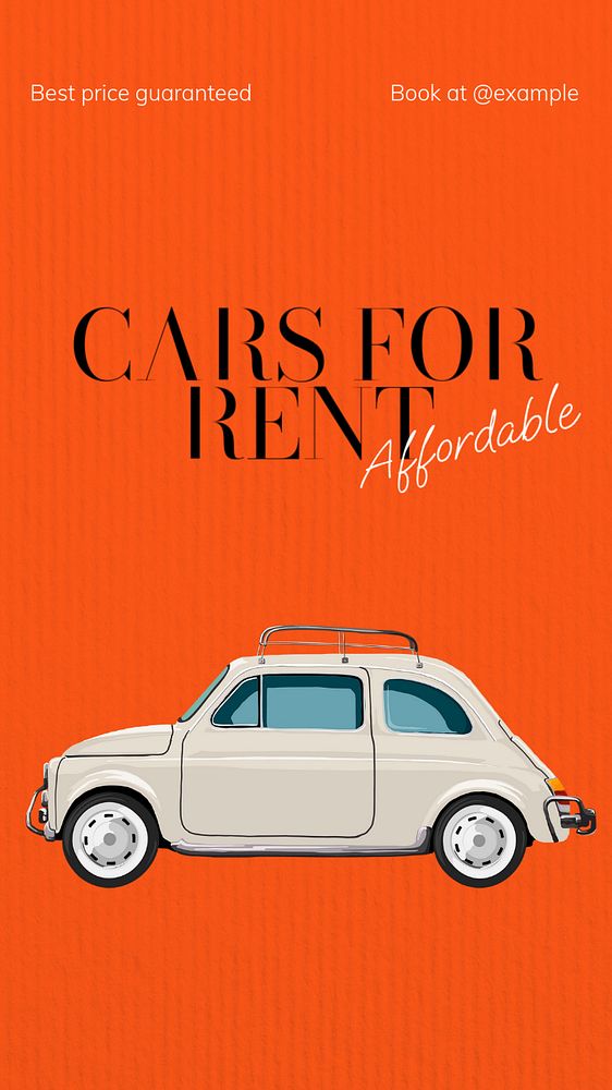 Car for rent Instagram story template, editable text