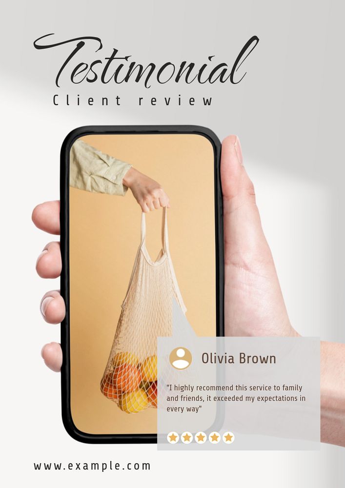 Testimonial  poster template, editable text & design