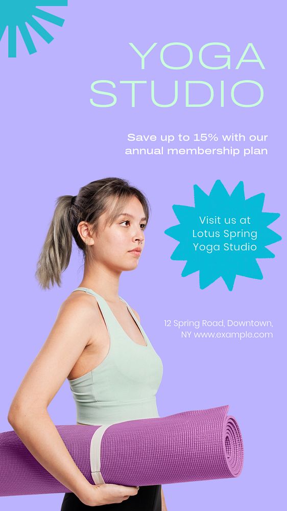 Yoga studio  for story Instagram story template, editable text