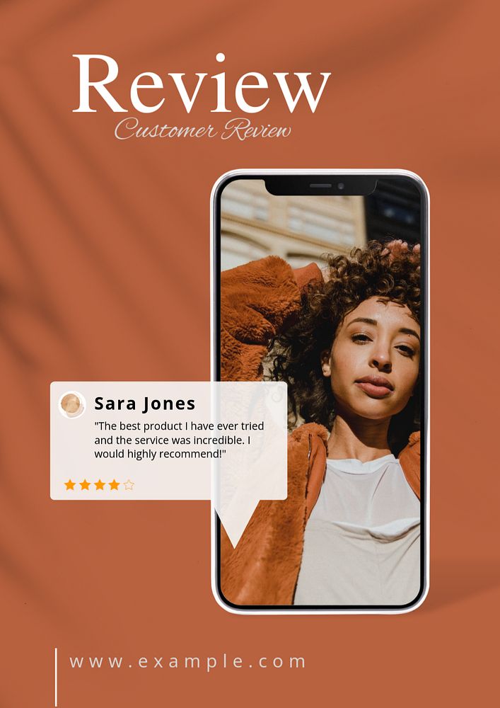 Customer review  poster template, editable text & design