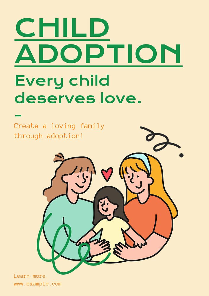 Child adoption  poster template, editable text & design