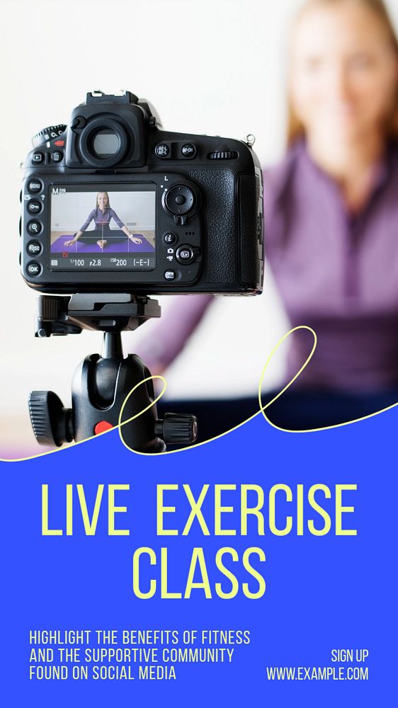 Live exercise class Instagram story template, editable text