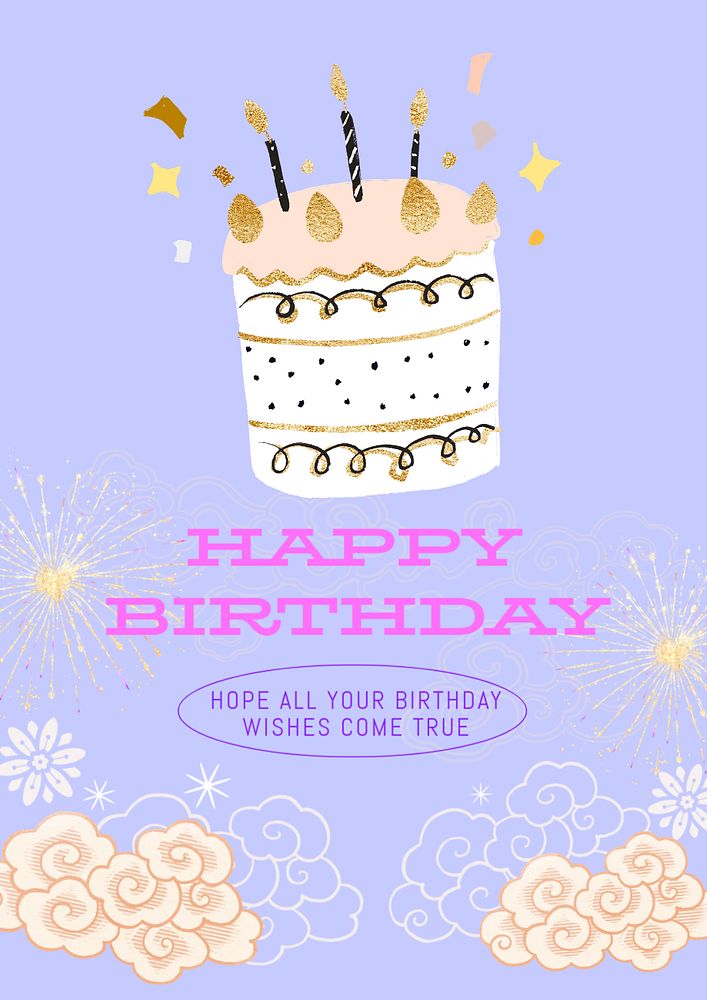 Happy birthday poster template, editable text & design