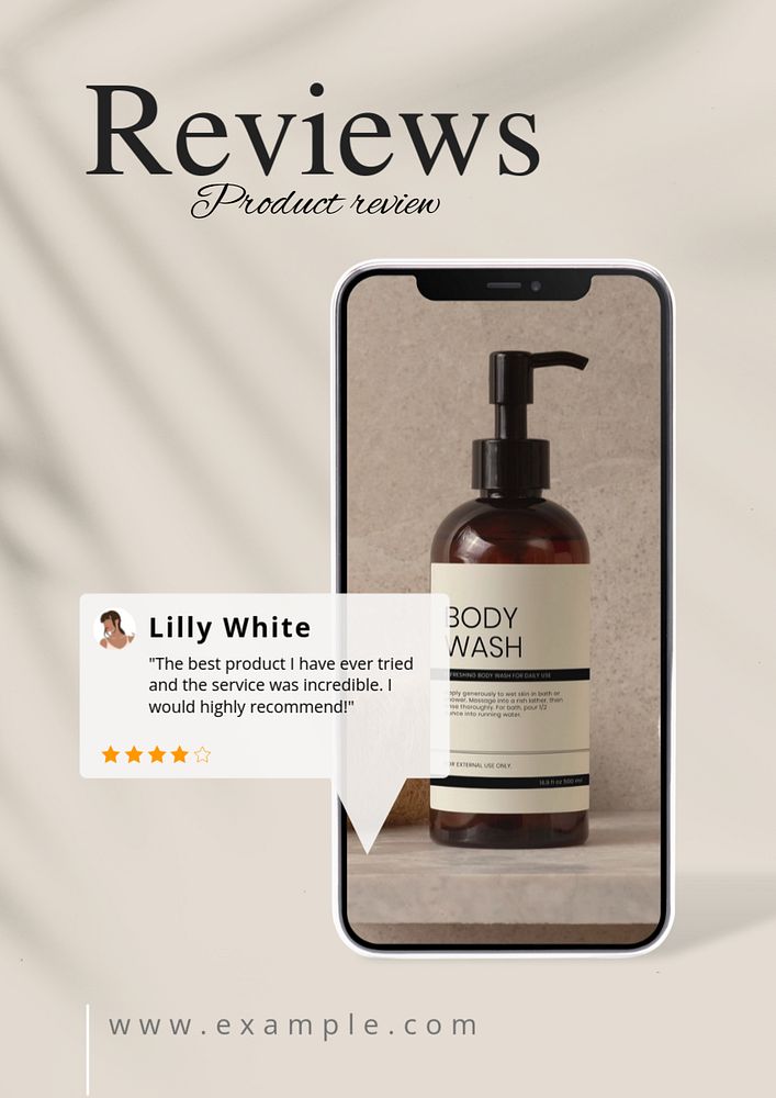 Beauty product review  poster template, editable text & design