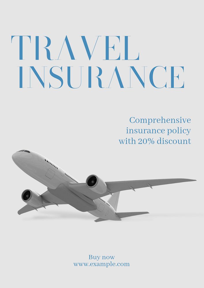 Travel insurance poster template, editable text & design