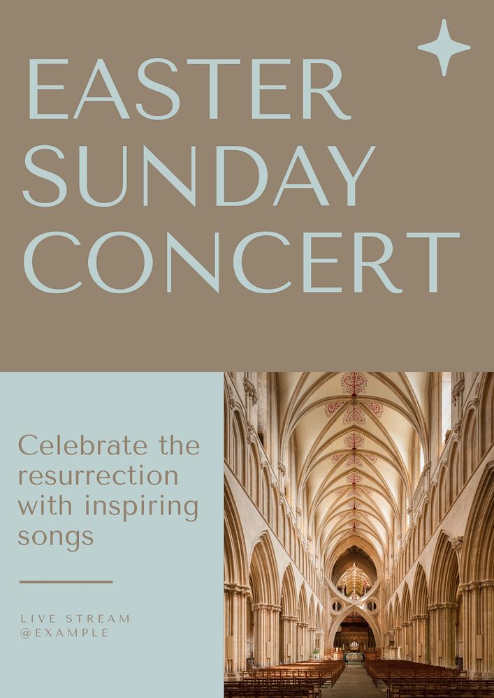 Easter Sunday concert  poster template, editable text & design