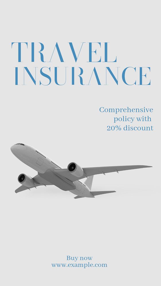 Travel insurance Instagram story template, editable text